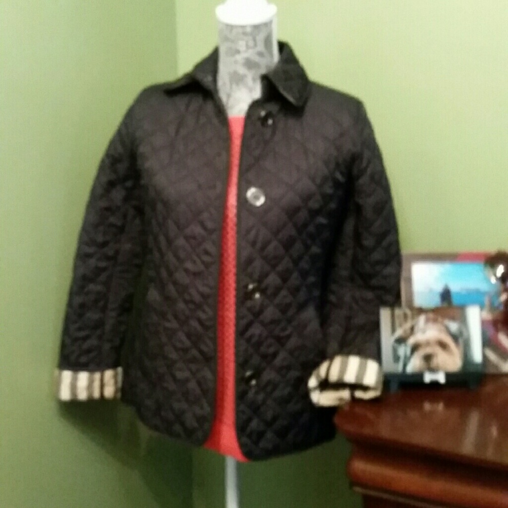 Burberry Black Quilted Jacket with Signature Check Trim
